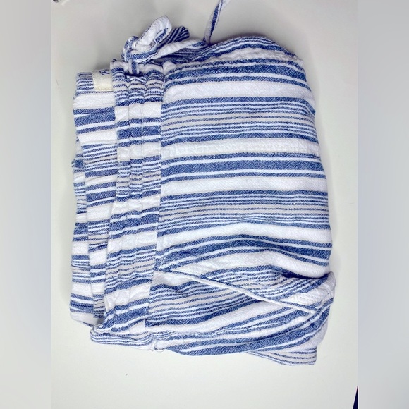 Per Se Pants - Per Se Blue and White Striped Drawstring Pants